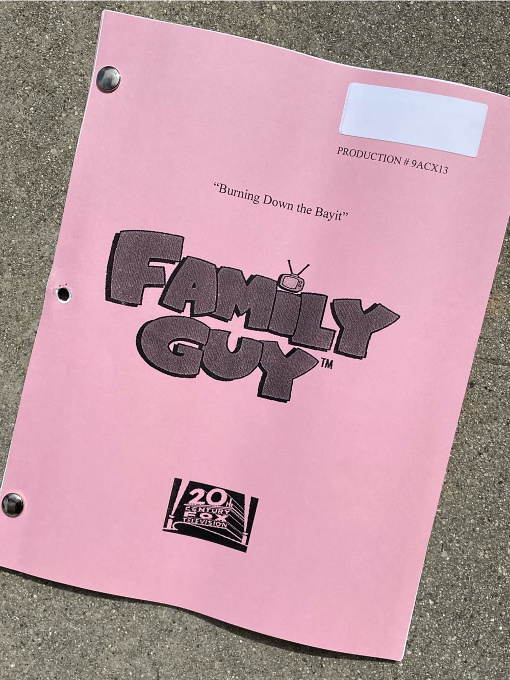 Family Guy 2011 Production Used Table Script Burning Down Bayit RICKY GERVAIS!?